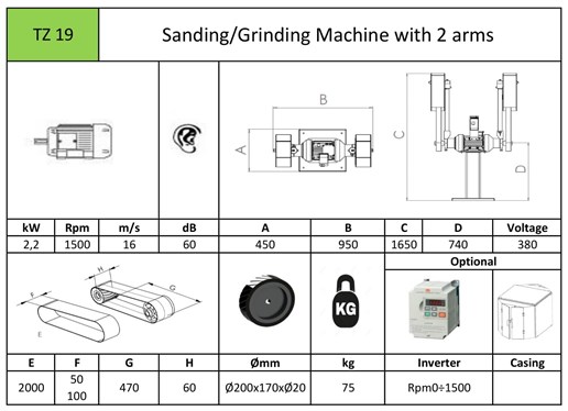 Sanding / Grinding Machine with 2 arms -TZ19 