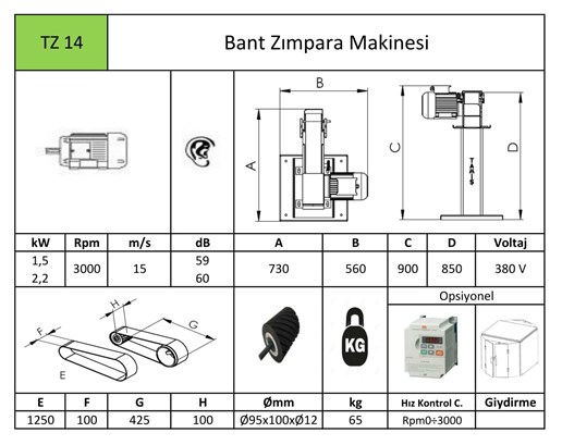 Bant Zımpara Makinası TZ14