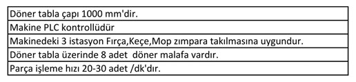 Polisaj Makinası Döner Tablalı TPD