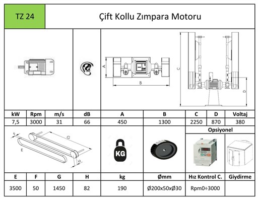 Çift Kollu Zımpara Motoru TZ24