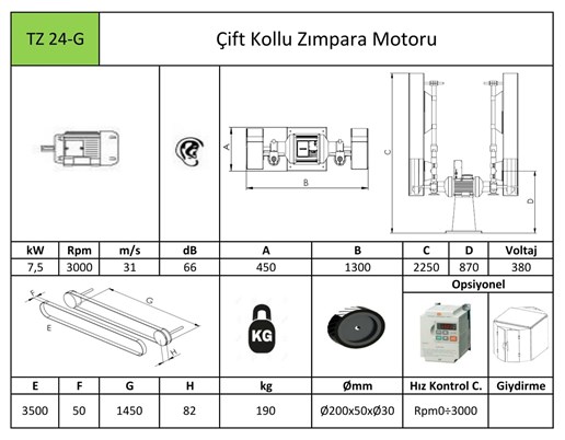 Çift Kollu Zımpara Motoru TZ24-G