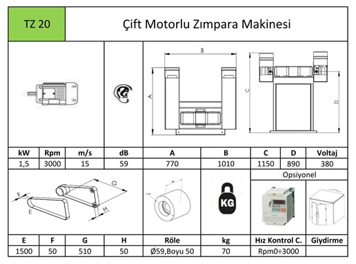 Zımpara Makinası TZ 20 Çift Motorlu