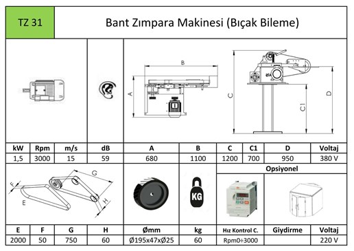 Bant Zımpara Makinası (Bıçak Bileme) TZ31