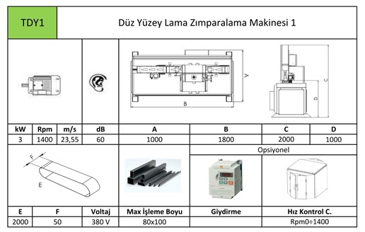 Düz Yüzey Lama Zımparalama Makinesi 1 TDY1