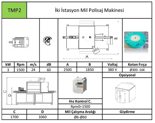 İki İstasyon Mil Polisaj Makinesi  TMP2