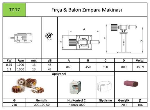 Fırça & Balon Zımpara Makinası - TZ17