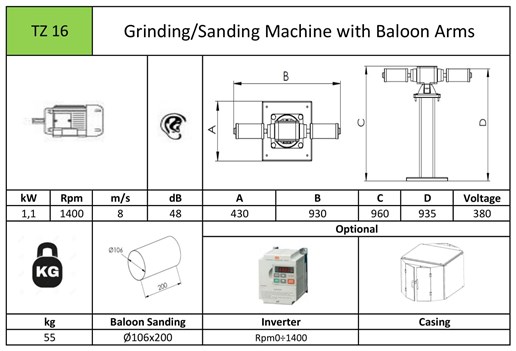 Grinding/Sanding Machine with Baloon Arms - TZ16