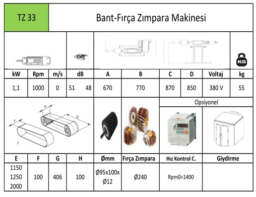 Bant-Fırça Zımpara Makinası TZ33