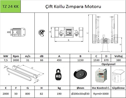 Çift Kollu Zımpara Motoru TZ24-K