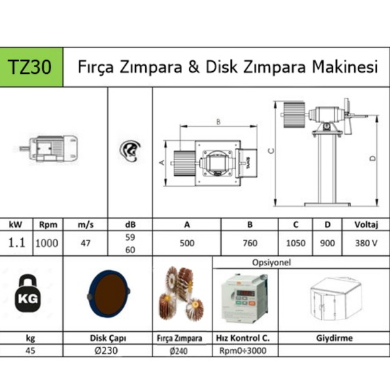Fırça & Disk Zımpara Makinesi - TZ 30 