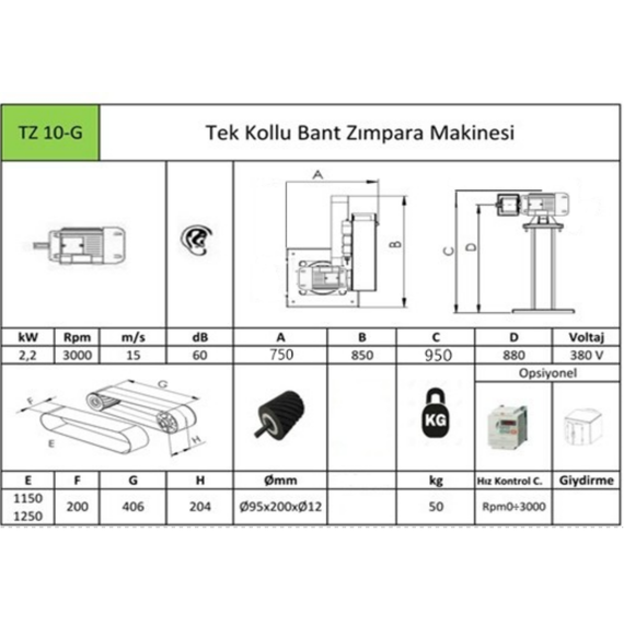 Bant Zımpara Makinesi TZ10-G